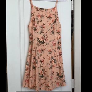 Pink sun dress with flower pattern